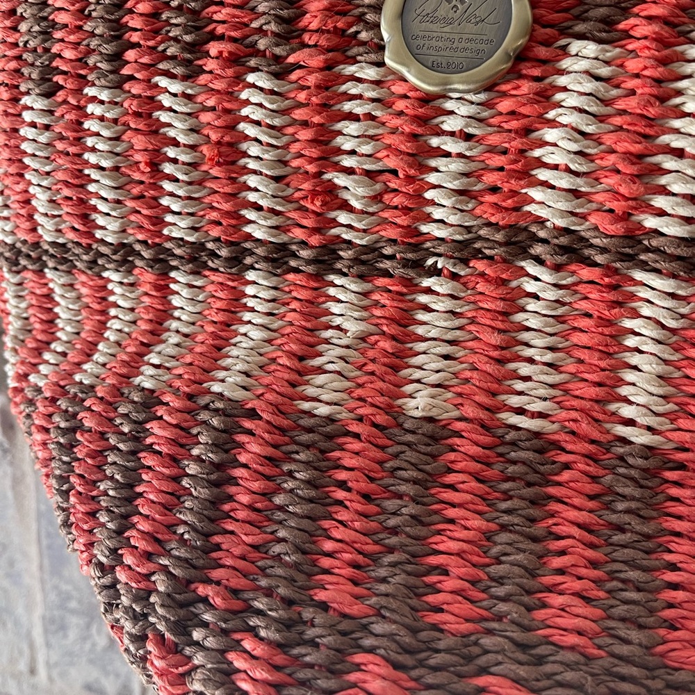 Stylish Red and Brown Woven Tote Bag - Picture 4 of 15